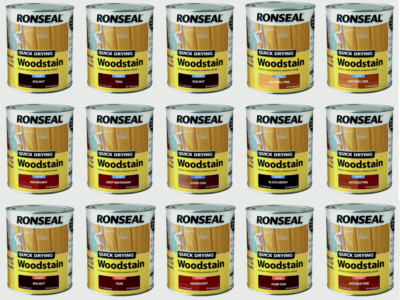 Ronseal schnelltrocknende Holzlasur seidenmatt regendicht 250ml 750ml alle Farben