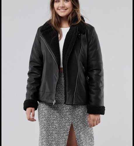 womens black hollister cozy biker 