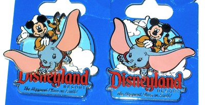 Retired Disney Pin  Dumbo the Flying Elephant Ride DLR Mickey Mouse Pluto Slider