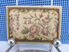 1927-28 Vintage Rex Fifth Ave Floral Needlepoint Powder & Blush Compact No Puff