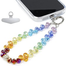 Beaded Phone Wrist Strap, Cellphone Lanyard Chain, Sparkling Wristlet Bracelet f