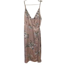ASTR The Label Champagne Pink Floral Wrap Dress Women's Size Small Elegant
