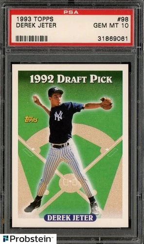 1993 Topps #98 Derek Jeter New York Yankees RC Rookie HOF PSA 10 GEM MINT