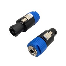 2 PCS Speakon To 1/4 Adapter 4 Pin NL4FC Male To 6.35mm Female TS Mono Plug