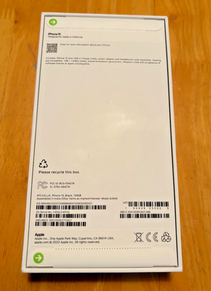 Apple iPhone 15  128GB - Black (T-Mobile)  New Sealed - With Leather Wallet - Image 2 of 4