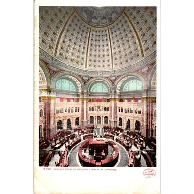 Reading Room Library of Congress c1905 Washington D.C. Original Postcard P1-16