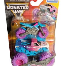 Monster Jam Sparkle Smash with motorcycle Monster Truck - Blue and Pink