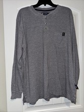Tyndale Mens Henley Large Gray Flame Resistant FR Long Sleeve Work Shirt USA