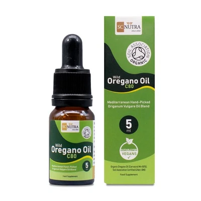 SC NUTRA Organic Wild Oregano Oil C80 5ml - High Strength - 83%+ Carvacrol - Low Thymol