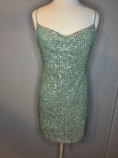 NWT SPEECHLESS WOMENS SEQUIN SPARKLY MINI BODYCON STRAPPY DRESS - TEAL - XL