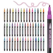 48 Colors Double Line Out-line Markers Glitter Shimmer Markers Pen Set