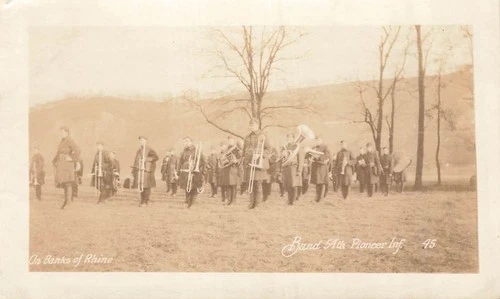 WW1 Military Band Photo 5th Pioneer Infantry On Banks of Rhine