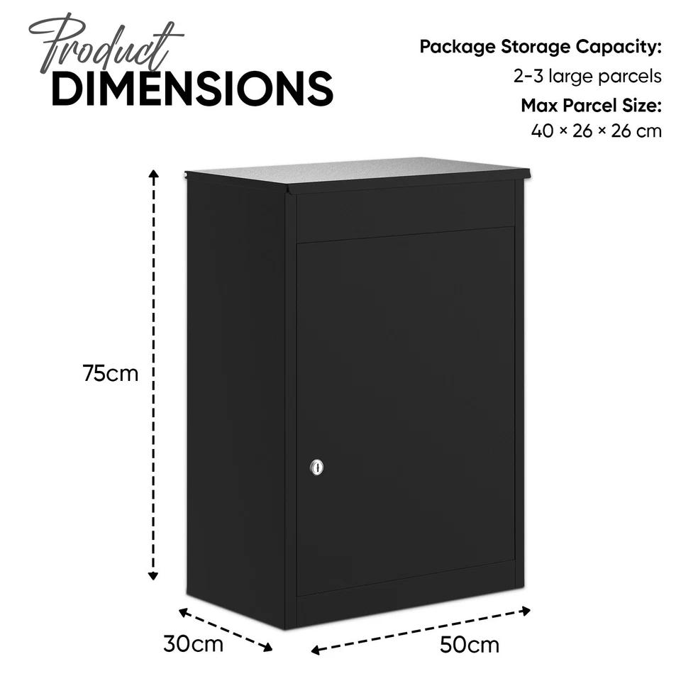 Belofay Post Box High Capacity Outdoor Parcel Drop Box Medium Mail Box Black - Image 3 of 4