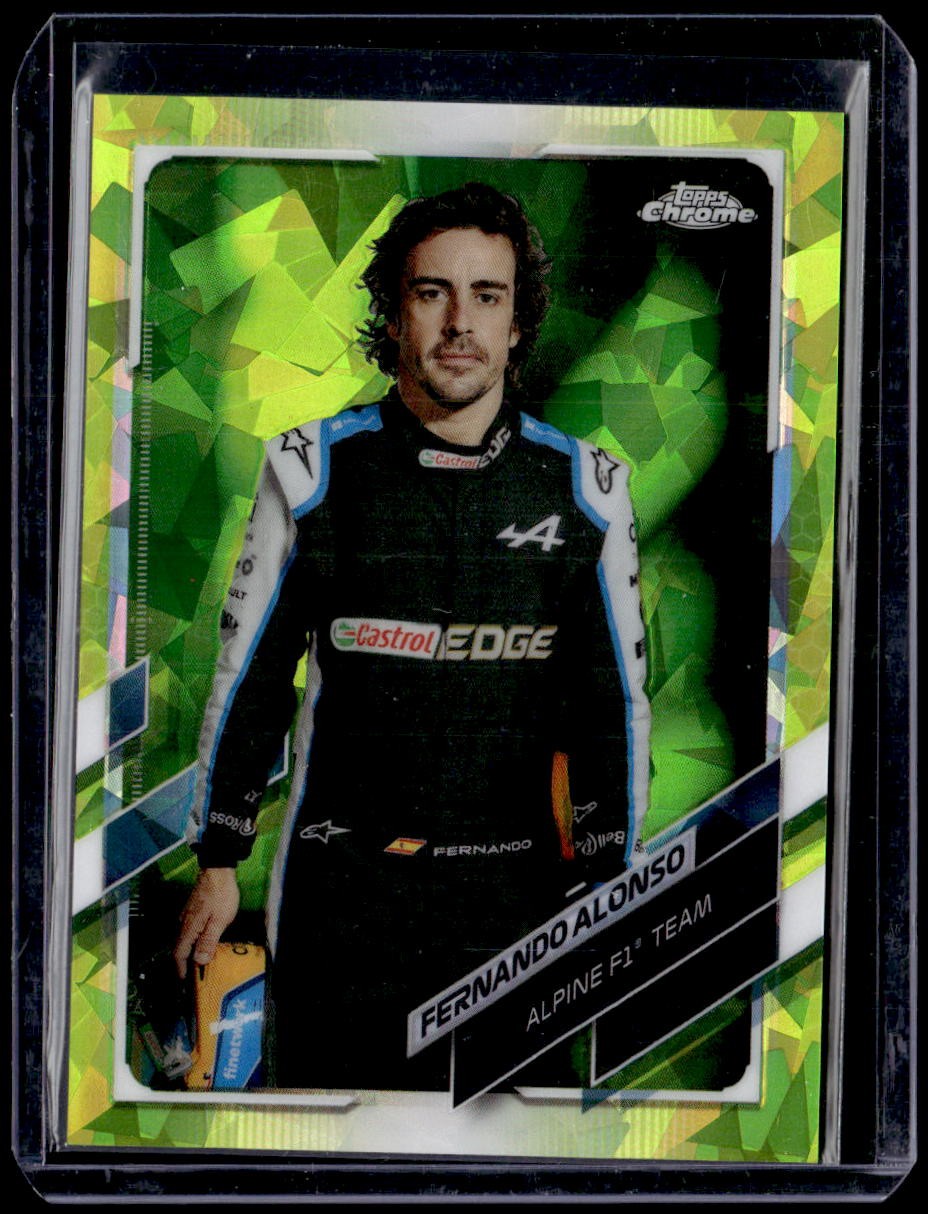 Fernando Alonso 2021 Topps Chrome Sapphire Formula 1 F1 Chartreuse /199 Portrait