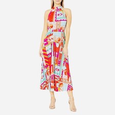 DONNA MORGAN Dress Women's Size 4 Multicolor Sleeveless Halter Stretch Pleated