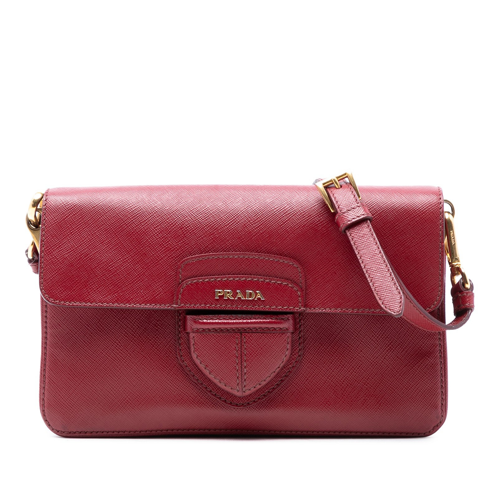 Authenticated Prada Saffiano Crossbody Red Leather