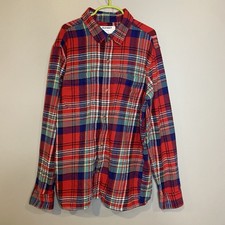 Old Navy Boy's Plaid Flannel Button Up Shirt Red Size XL 14-16 100 Cotton