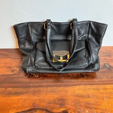 Marc by Marc Jacobs Black Pebbled Leather Tote Bag Gold Hardware Turnlock