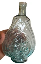 EXTREMELY RARE Antique McKearin GX-33A Half Pint Scroll Flask Bottle Six P. Star