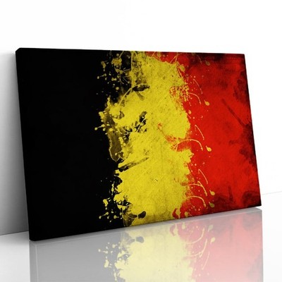 Belgien Flagge Farbe Spritz Leinwand Gerahmter Druck Bild Wandbild