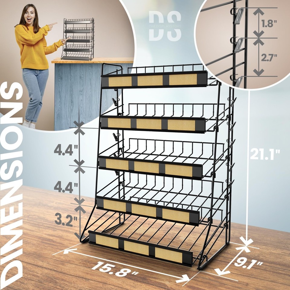 5 Tier Candy Display Rack, Large Snack Organizer For Countertop, Home ...