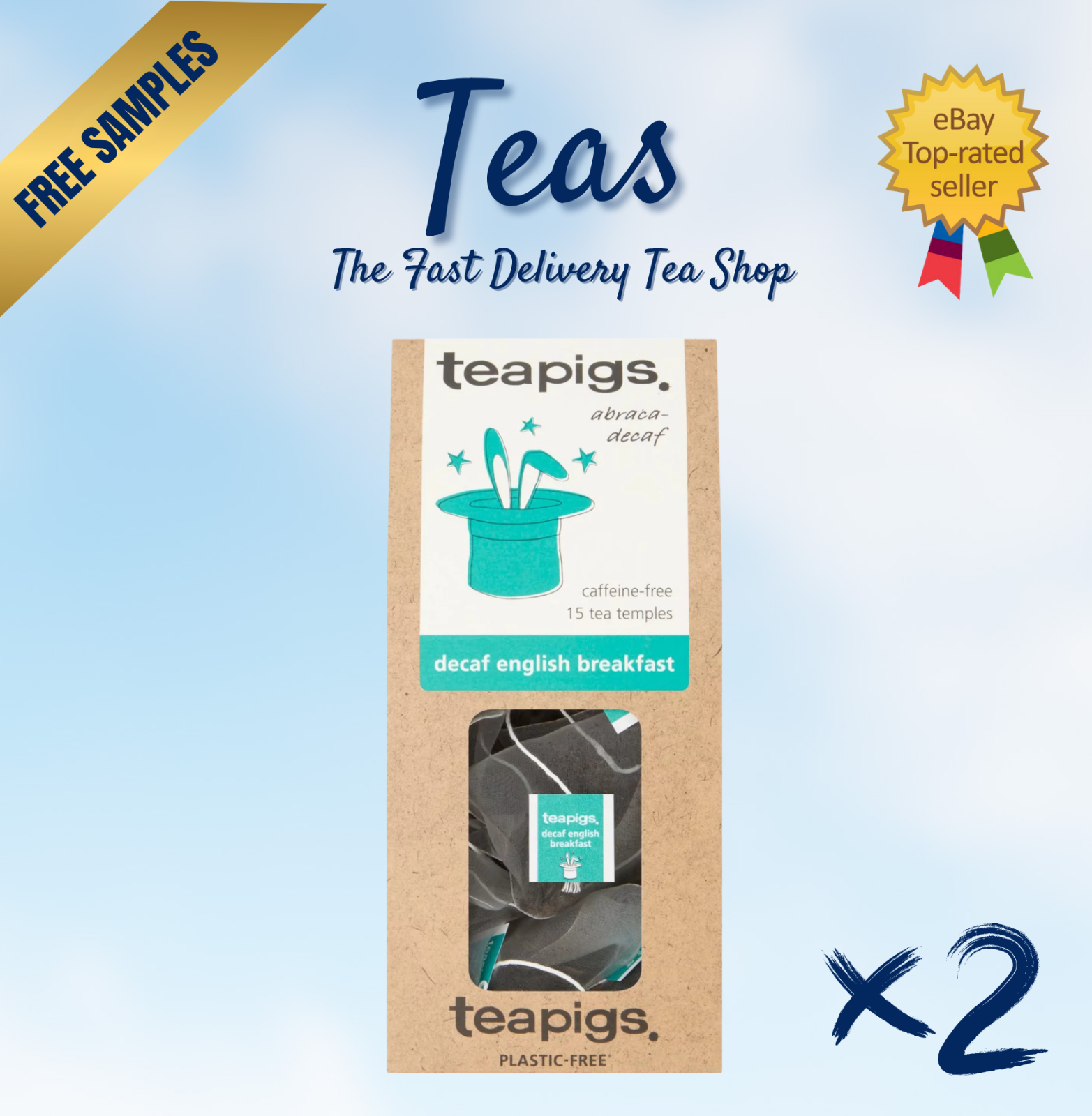 Teapigs DECAF/DECAFFEINATED English Breakfast BLACK TEA | 30 Bag | FREE SAMPLES!