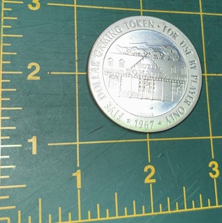 Sterling Silver $5 Gaming Token 1967 Hotel Bonanza Las Vegas NV 41.5 grams
