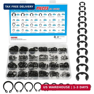 324Pcs C Clips & E Clips Assortment Kit, 24 Sizes C Clip 5mm-16mm & E Clip 2mm-1