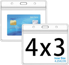 Extra Thick Horizontal ID Card Name Tag Badge Holder with Waterproof Type Reseal