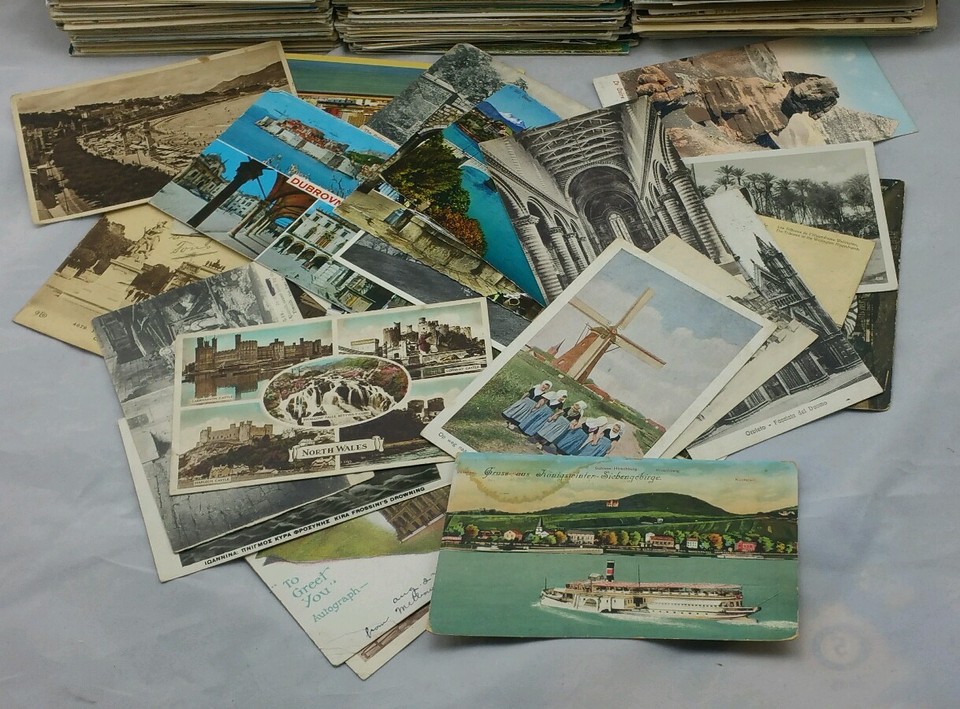 Old Vintage Postcards Collection UK & Foreign Topo B/W Colour Job Lot ...