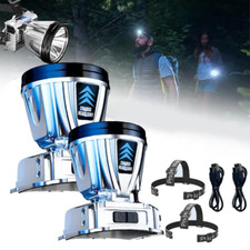 2X Headlamp Rechargeable 350000LM LED Adjustable Zoom Headlight Head Torch USB