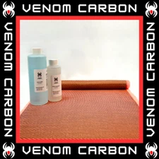 12" x 5FT Twill Weave Orange Hybrid Carbon Fiber Fabric Cloth Resin Kit