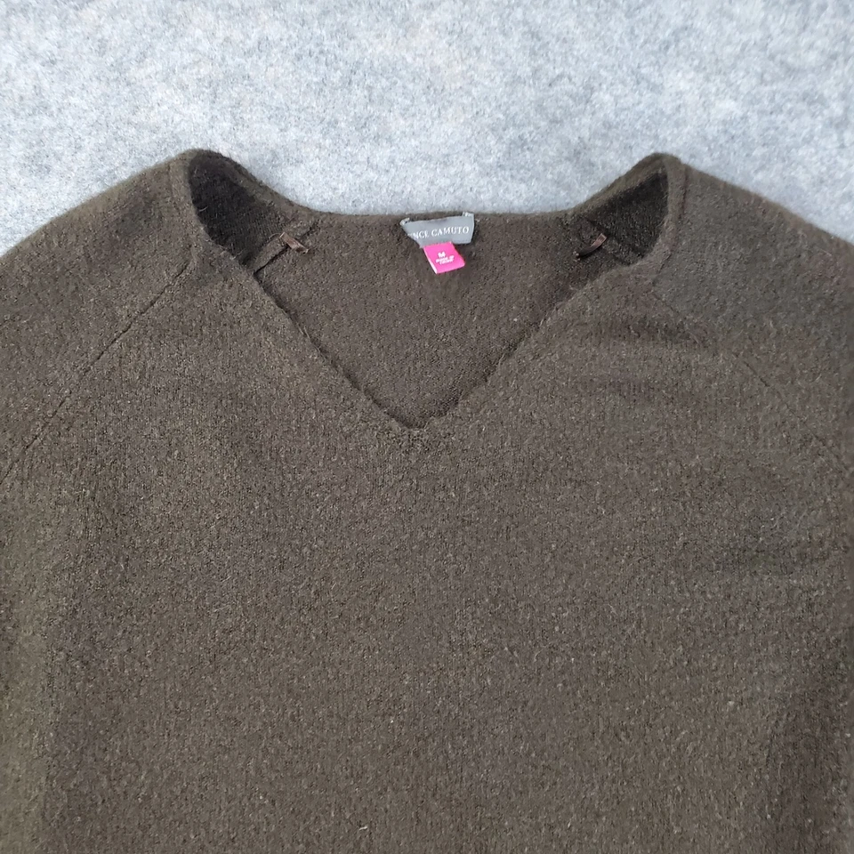 Suéter Vince Camuto Mujer Mediano Marrón Cuello en V Manga Larga Elástico Pullover Foto 2 de 4
