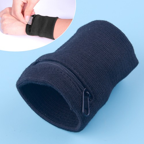 Wristband Sweatband Sports Exercise Wrist Support Wrap Zipper Storage