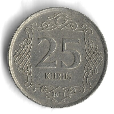 2011 Turkey / Turkiye 25 Kurus World Coin - KM# 1242