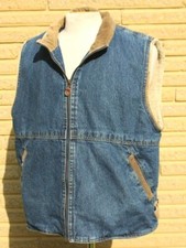 Vintage Wrangler Hero Mens Sherpa Lined Denim Jean Vest w/ Corduroy Trim Size XL