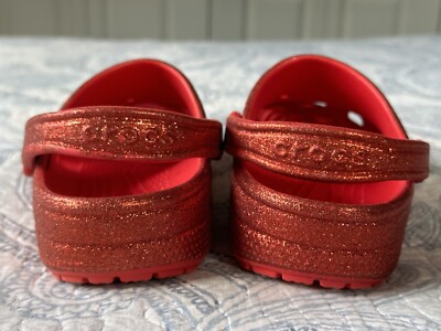 Crocs Classic Clogs Red Glitter Unisex Size Men display picture 1