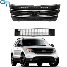 Fit For Ford Explorer 2011-2015 Front Bumper Upper Grille Assembly Glossy Black