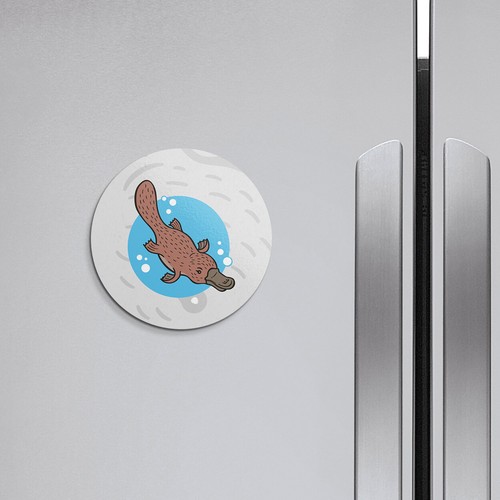Platypus Animal | 4'' X 4'' Round Decorative Magnet - Picture 2 of 2