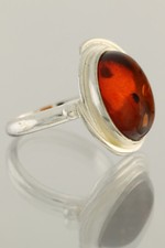 Glittering Cognac Color Genuine BALTIC AMBER Silver Ring 6.5 180626-15
