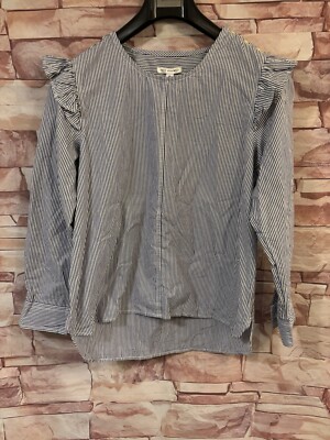 FREE Assembly Blue & White Striped Long Sleeved Blouse. Size Medium. 100% Cotton