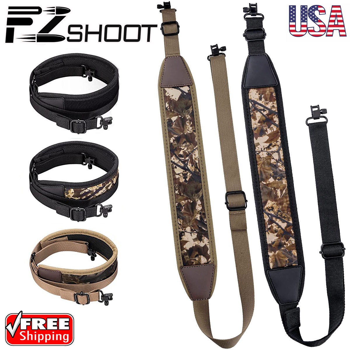Camouflage Rifle 2 Point Sling Shoulder Padded Strap Camo Gun Sling