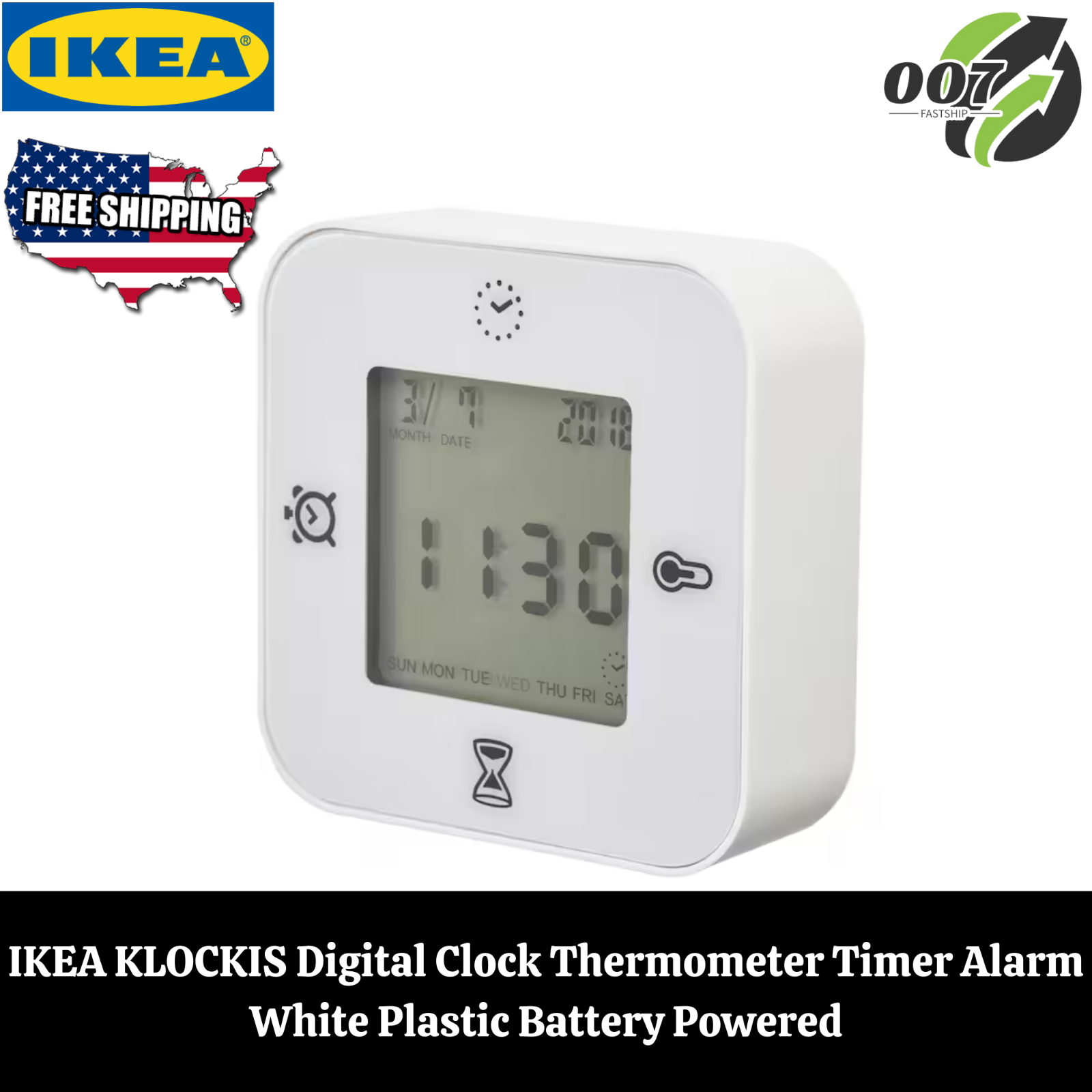 Termometro Ambiente Con Orologio E Sveglia - IKEA Klockis Bianco