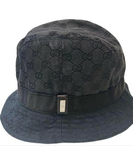 Authentic Gucci Bucket Hat GG Black L 