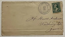 1888 FAIRFIELD CALIFORNIA COVER TO WASHINGTON IOWA, MALTESE CROSS FANCY CANCEL