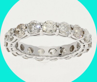 Diamond Eternity Anniversary Wedding Band Ring 3.46CT 18K WG 3.8MM Size ...