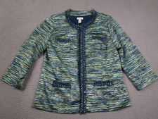 Chicos Blazer Womens 1 Large Green Pockes Professional Preppy Open