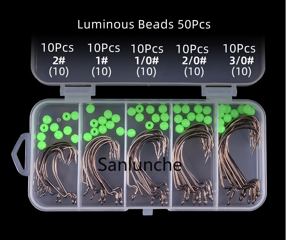 Lures Pro Saltwater Jig Hooks - Assorted Sizes 1/0, 3/0, 5/0, 7/0 For Fishing Tackle