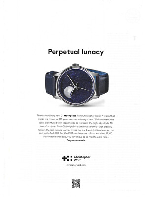 Christopher Ward C1 Moonphase Watch 2025 Print Ad Perpetual Lunacy