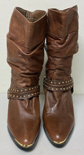 WOMENS DINGO SLOUCH BOOTS W/STUDDED BOOT STRAPS IN BROWN